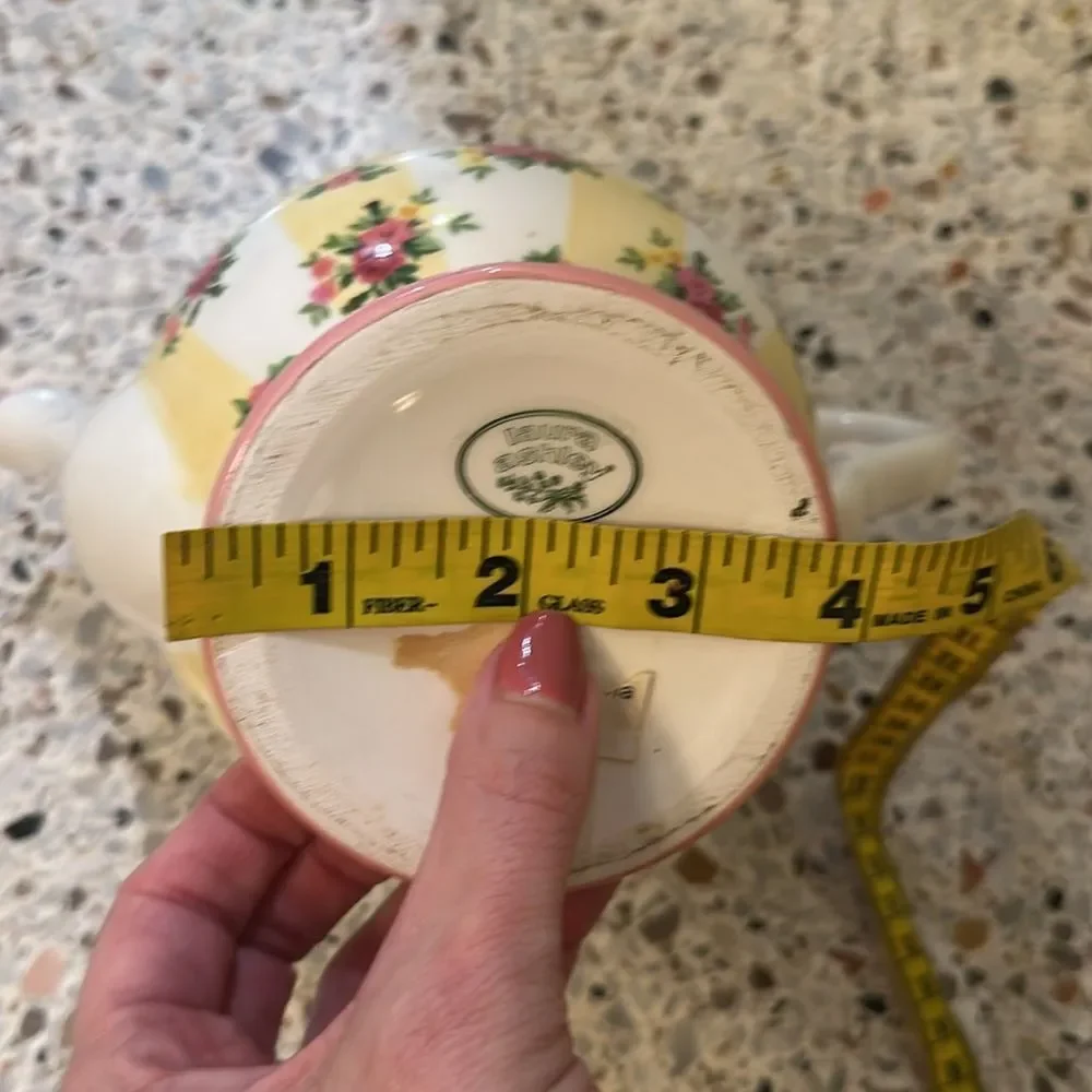 Laura Ashley ceramic floral pink yellow tea pitcher kettle